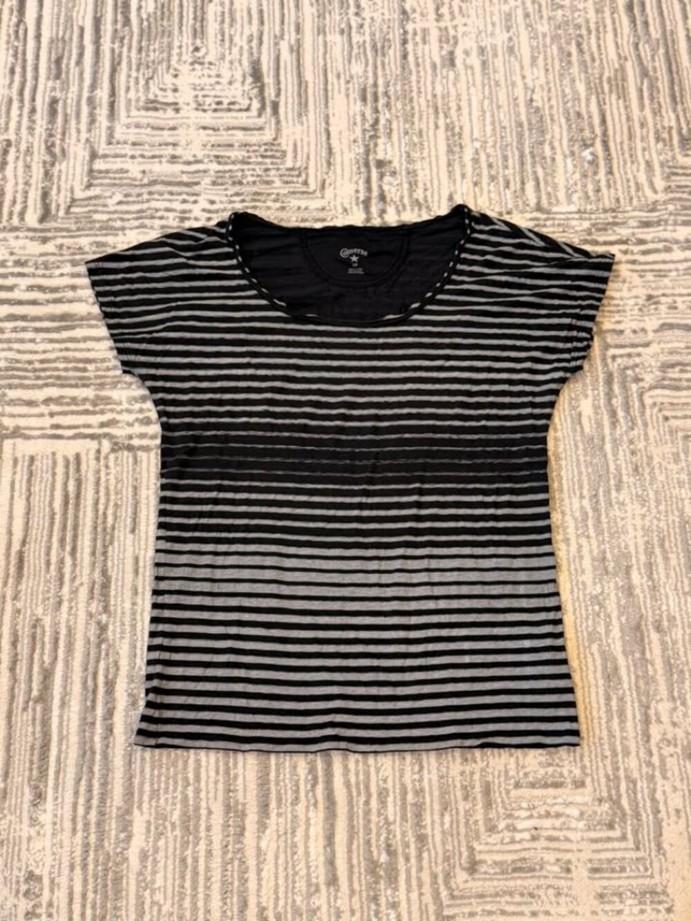 Converse women's small black/gray striped t-shirt
